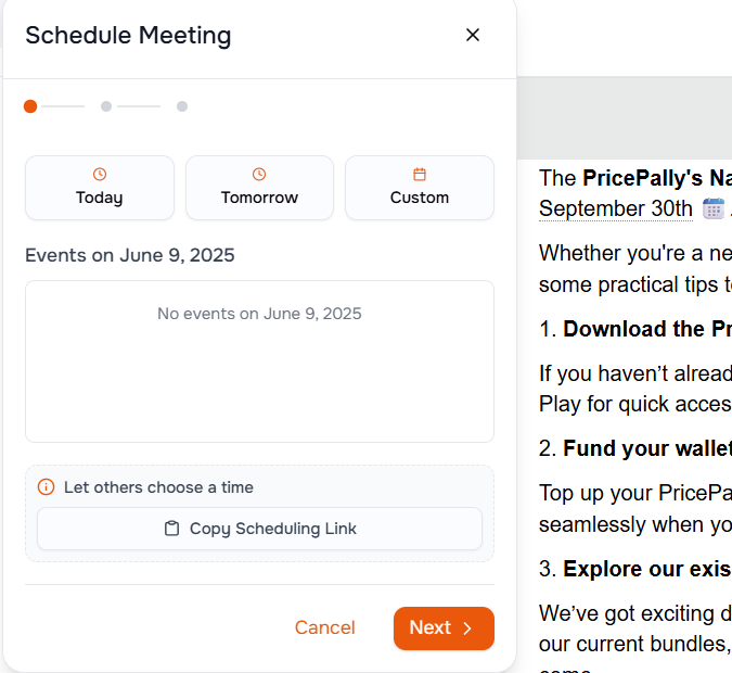 Dates in emails become meetings